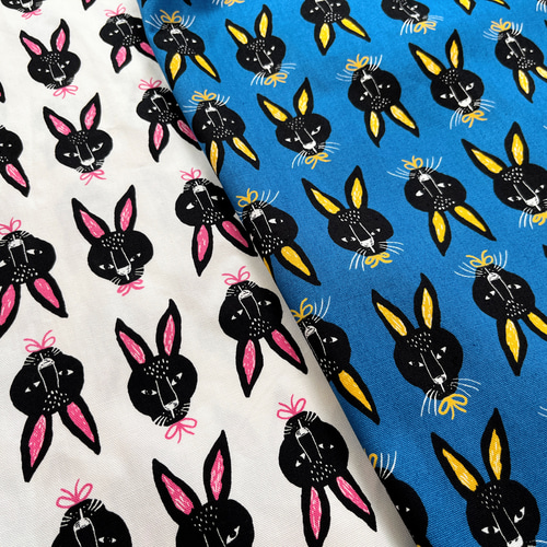 送料無料】北欧＊黒うさぎ柄ロングスカート＊ポケット付＊ウエストゴム