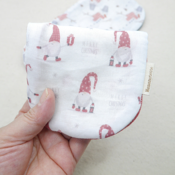 ふわもこハンカチ｜雪だるま・サンタクロース-Snowman&SantaClaus-｜S・10×20cm｜ガーゼハンカチ 2枚目の画像