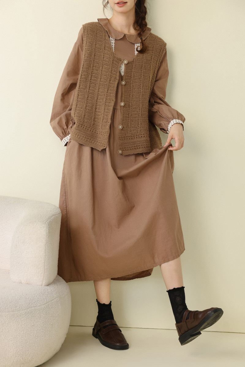 「アートレトロ風 花柄ニットベスト」      25秋新作&49