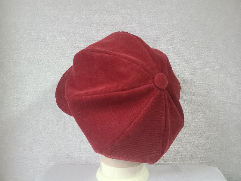 魅せる帽子☆【受注製作】大きめクラウンのコーデュロイキャスケット～赤茶