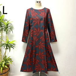 着物リメイク ワンピース ジャンパースカート 2WAY 花柄 Lサイズ