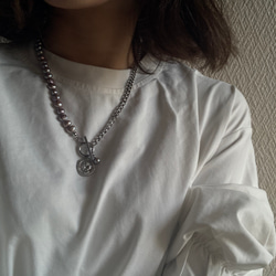 ーasymmetry pearl necklaceー　サージカルステンレス　パールネックレス　ネックレス 13枚目の画像