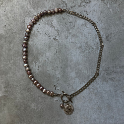 ーasymmetry pearl necklaceー　サージカルステンレス　パールネックレス　ネックレス 1枚目の画像