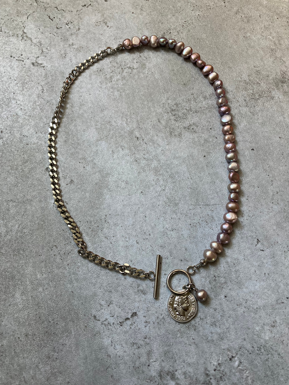 ーasymmetry pearl necklaceー　サージカルステンレス　パールネックレス　ネックレス 18枚目の画像