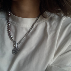 ーasymmetry pearl necklaceー　サージカルステンレス　パールネックレス　ネックレス 14枚目の画像