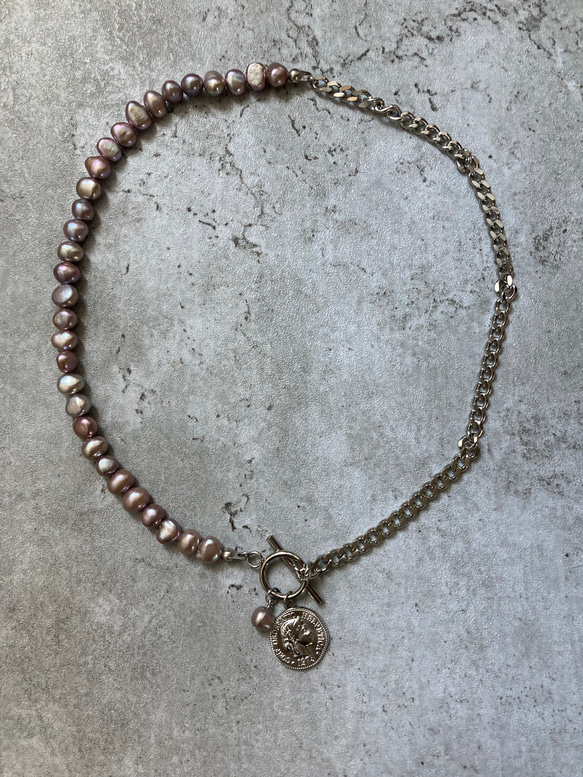 ーasymmetry pearl necklaceー　サージカルステンレス　パールネックレス　ネックレス 15枚目の画像