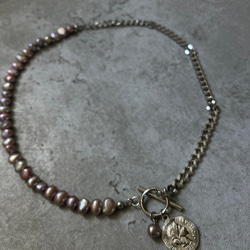 ーasymmetry pearl necklaceー　サージカルステンレス　パールネックレス　ネックレス 6枚目の画像