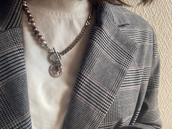 ーasymmetry pearl necklaceー　サージカルステンレス　パールネックレス　ネックレス 12枚目の画像