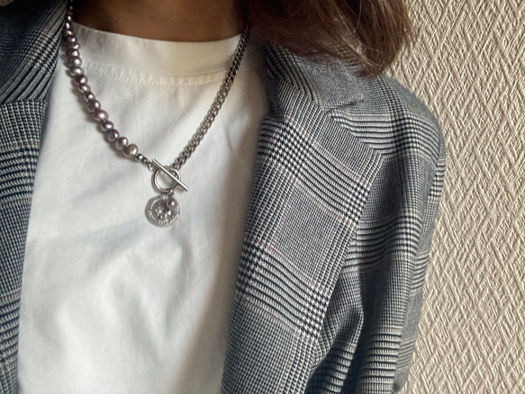 ーasymmetry pearl necklaceー　サージカルステンレス　パールネックレス　ネックレス 7枚目の画像