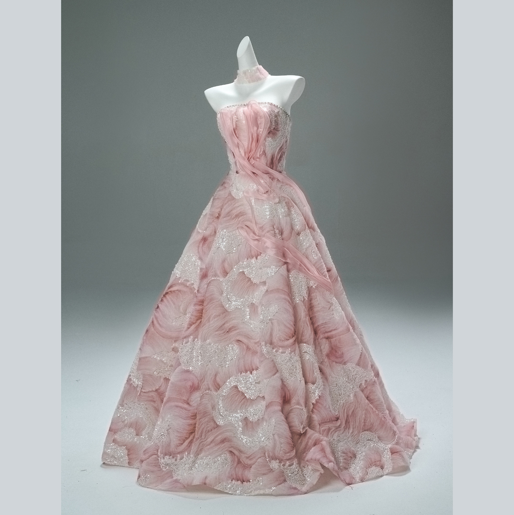 豪華 ピンク オフショルダー スパンコール ウェディングドレス パーティー 演奏会 二次会 前撮り 披露宴 AK120