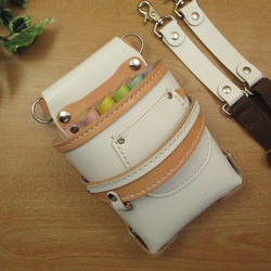 本革 ハンドメイド 8丁差し シザーケース (ネイビー×ナチュラル