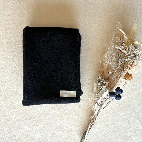 【☆新色☆大人の贅沢とろみフリース】ミニマフラー /ブラック 7枚目の画像