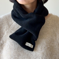 【☆新色☆大人の贅沢とろみフリース】ミニマフラー /ブラック 2枚目の画像