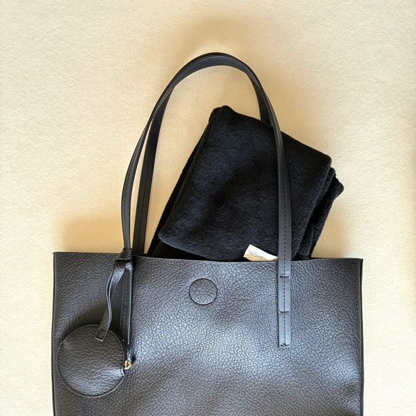 【☆新色☆大人の贅沢とろみフリース】ミニマフラー /ブラック 19枚目の画像