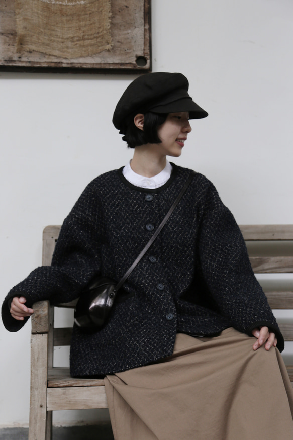ツイード ジャケット コート イタリア産上質ウール 新品 fall-in&co 上質に寄り添う、ツイードの羽織りジャケット イタリア産上質ウール