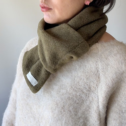 【☆新色☆大人の贅沢とろみフリース】ミニマフラー /カーキ 3枚目の画像