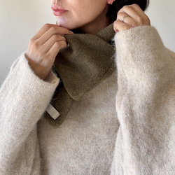 【☆新色☆大人の贅沢とろみフリース】ミニマフラー /カーキ 2枚目の画像