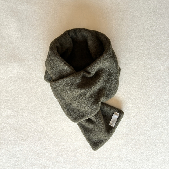 【☆新色☆大人の贅沢とろみフリース】ミニマフラー /カーキ 6枚目の画像