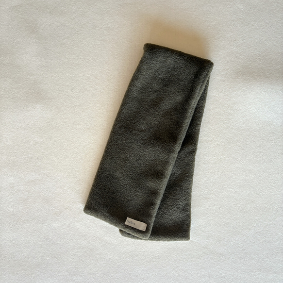 【☆新色☆大人の贅沢とろみフリース】ミニマフラー /カーキ 12枚目の画像