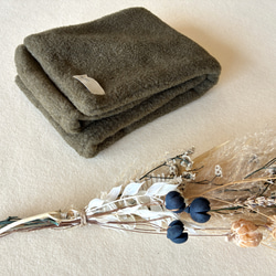 【☆新色☆大人の贅沢とろみフリース】ミニマフラー /カーキ 10枚目の画像