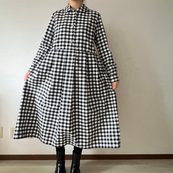 シックな丸襟ワンピース（キンガムチェック）色選択 10枚目の画像