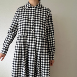 シックな丸襟ワンピース（キンガムチェック）色選択 18枚目の画像