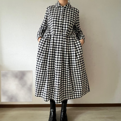 シックな丸襟ワンピース（キンガムチェック）色選択 7枚目の画像