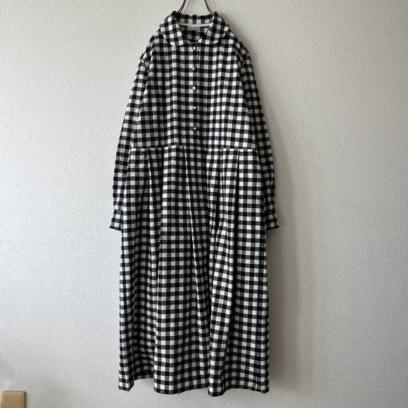 シックな丸襟ワンピース（キンガムチェック）色選択 2枚目の画像
