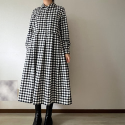 シックな丸襟ワンピース（キンガムチェック）色選択 1枚目の画像