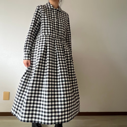 シックな丸襟ワンピース（キンガムチェック）色選択 13枚目の画像
