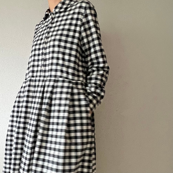 シックな丸襟ワンピース（キンガムチェック）色選択 11枚目の画像
