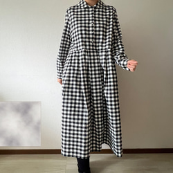 シックな丸襟ワンピース（キンガムチェック）色選択 4枚目の画像