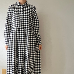 シックな丸襟ワンピース（キンガムチェック）色選択 14枚目の画像