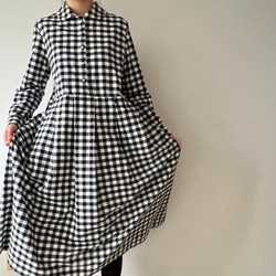 シックな丸襟ワンピース（キンガムチェック）色選択 17枚目の画像