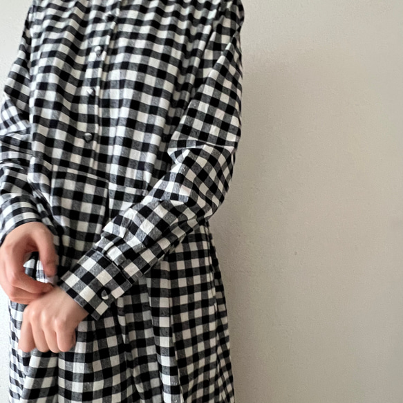 シックな丸襟ワンピース（キンガムチェック）色選択 15枚目の画像