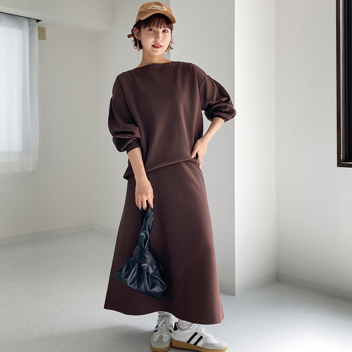 試着のみ新品☆ping ニット　セットアップ　Mサイズ AW新作】ワンピース見えする上品見えニットセットアップ スカート