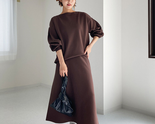 AW新作】ワンピース見えする上品見えニットセットアップ スカート