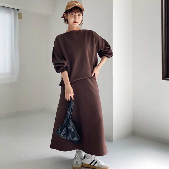 AW新作】ワンピース見えする上品見えニットセットアップ スカート