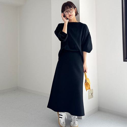 AW新作】ワンピース見えする上品見えニットセットアップ スカート