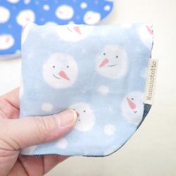 ふわもこハンカチ｜星空とスノーマン-Starry Sky & Snowman-｜L・20×20cm｜8重ガーゼハンカチ 4枚目の画像