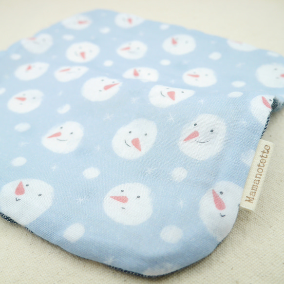 ふわもこハンカチ｜星空とスノーマン-Starry Sky & Snowman-｜L・20×20cm｜8重ガーゼハンカチ 8枚目の画像