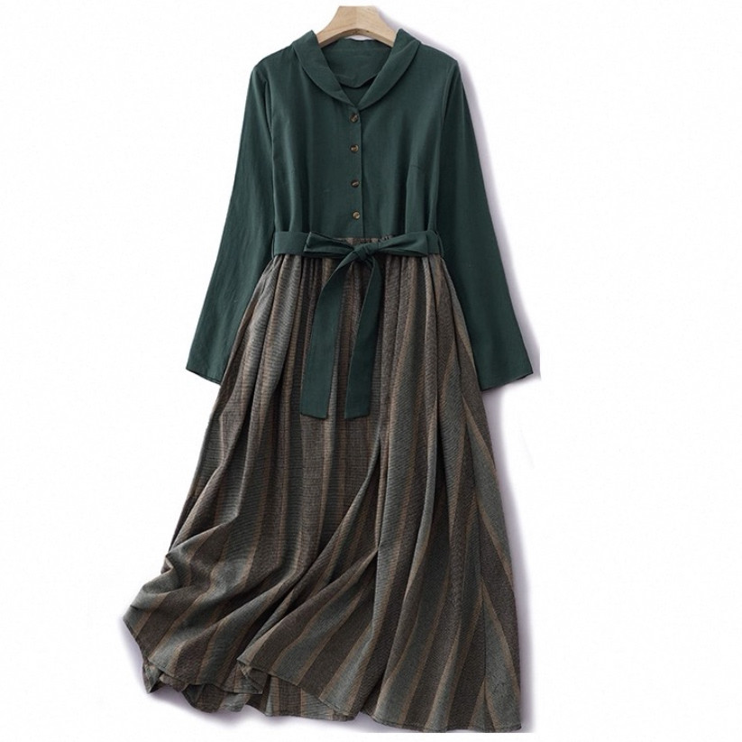 春秋、ワンピース、コットンリネン、綿麻、ふわっと 、 レディース
