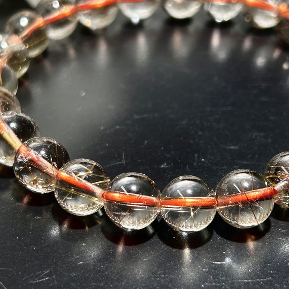 高透明　ルチルクォーツ　ブレスレット　約8ｍｍ　内径16.5cm　天然石ブレスレット スモーキールチルクォーツ 7枚目の画像