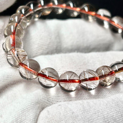 高透明　ルチルクォーツ　ブレスレット　約8ｍｍ　内径16.5cm　天然石ブレスレット スモーキールチルクォーツ 1枚目の画像