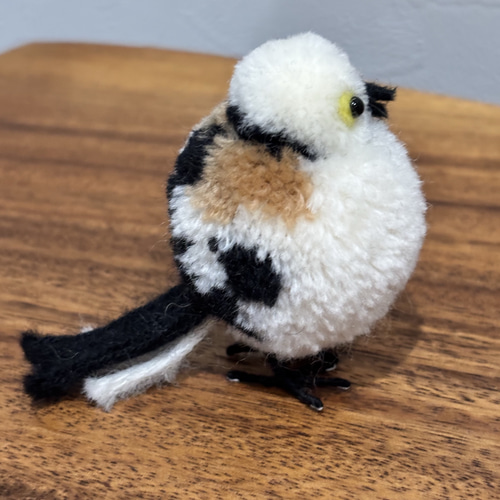 シマエナガ 毛糸ぽんぽん 小鳥ぽんぽん ハンドメイド 毛糸 ウール100