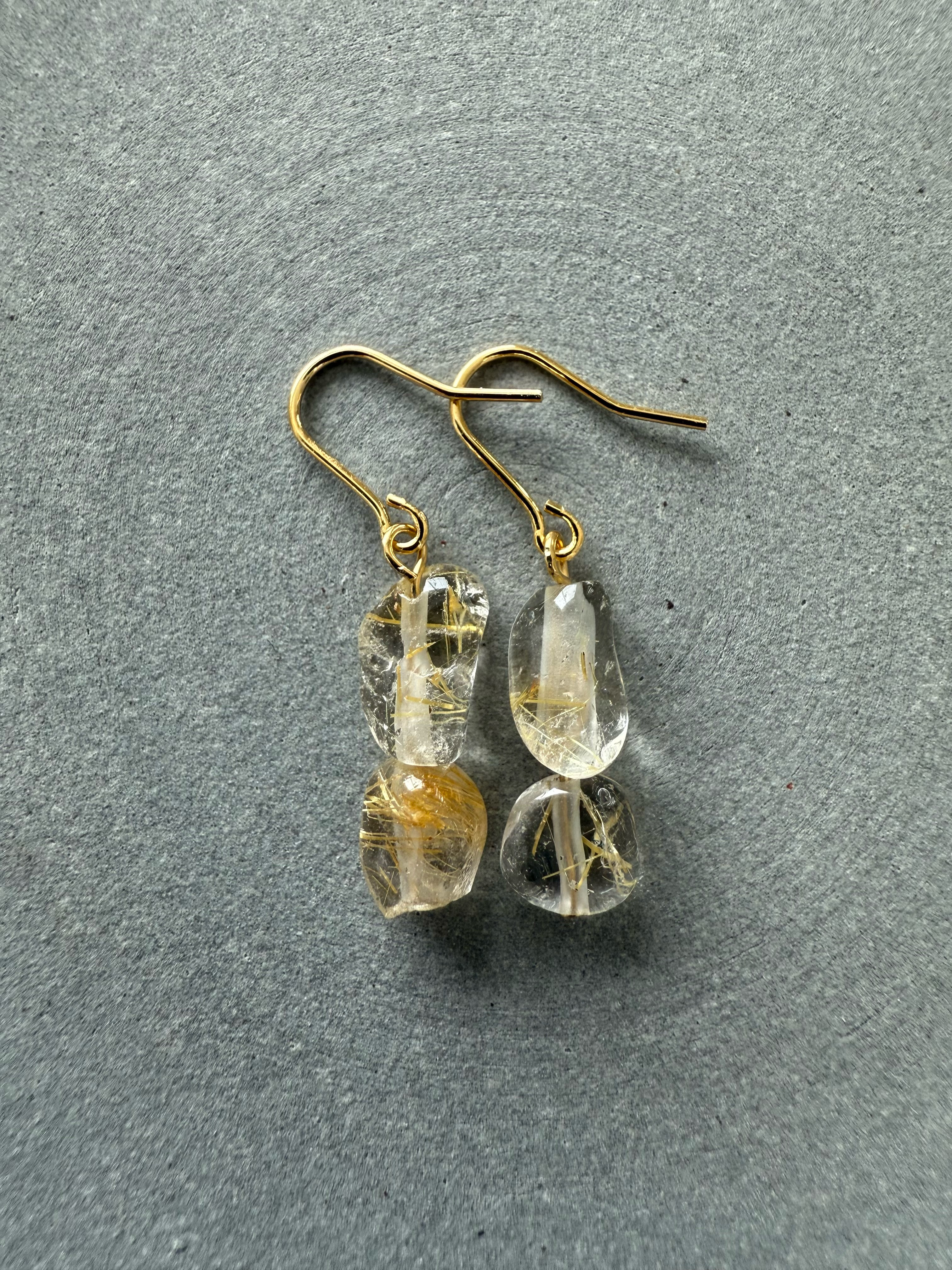 ダブルルチルクォーツ♚ピアス/ノンホールピアス
