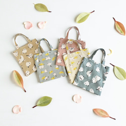 シマエナガ・ミモザ◆お散歩バッグ/ミニトートバッグ【5色よりお選びいただけます】 3枚目の画像