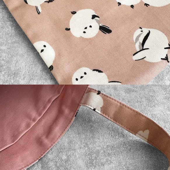 シマエナガ・ミモザ◆お散歩バッグ/ミニトートバッグ【5色よりお選びいただけます】 8枚目の画像