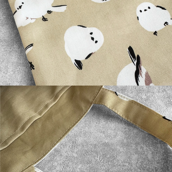 シマエナガ・ミモザ◆お散歩バッグ/ミニトートバッグ【5色よりお選びいただけます】 9枚目の画像