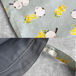 シマエナガ・ミモザ◆お散歩バッグ/ミニトートバッグ【5色よりお選びいただけます】 14枚目の画像